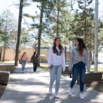 Photo of UW-Green Bay, Marinette Campus students enjoying a warm walk to class.
