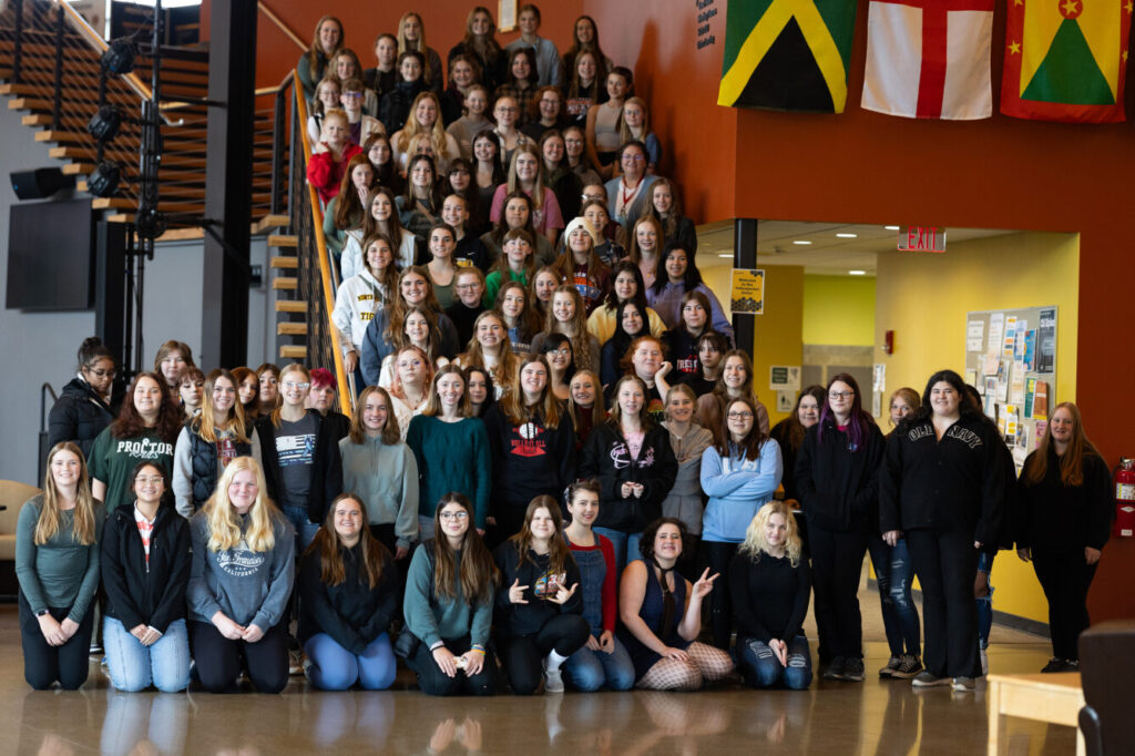 Photo of UW-Superior hosting its fifth Sonia Kovalevsky Day on November 8. The event provides mathematical activities and career information for 9th to 12th grade girls. This year’s event included more than 130 students from 15 high schools throughout Wisconsin and Minnesota. (Photo by Holden Law/University of Wisconsin–Superior)