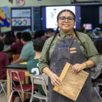 Photo of Jeanette Arellano, who found a welcoming space in UWM’s ArtsECO program. “I felt like I was in the right place.” (UWM Photo/Troye Fox)