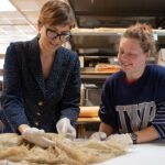 Photo of Emma Larson (pictured right) working with Senior Lecturer Sarah Strange.