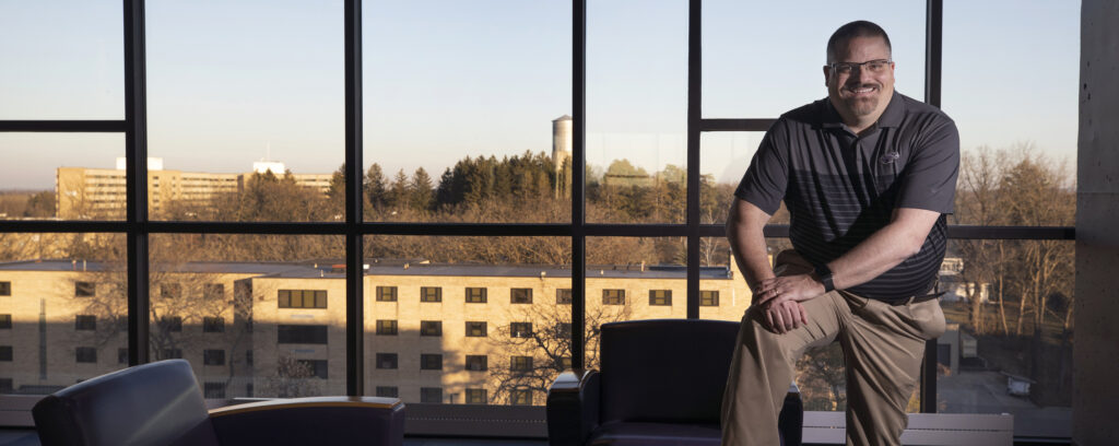 Photo of Terry Tumbarello, executive director of University Housing, who is the recipient of the William B. Sweet Distinguished Service Award presented by the Upper Midwest Region of the Association of College and University Housing Officers