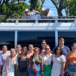 Photo of UW-Whitewater students and faculty on the road in January during a 12-day travel-study class for aspiring health care professionals in Costa Rica. (Photo courtesy Jodie Parys.)