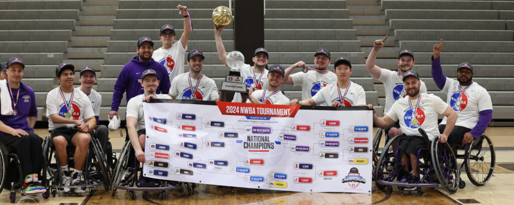 Photo of UW-Whitewater men’s wheelchair basketball, which won the national championship