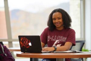 Photo of Vanessa Mbuyi Kaja, ‘21, a cellular and molecular biology graduate student who will graduate in May. Mbuyi earned an undergraduate degree from UW-La Crosse in microbiology.