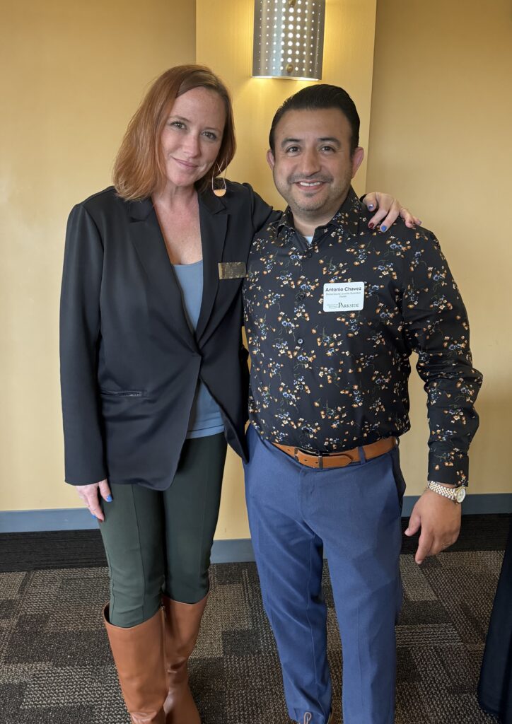 Photo of Dr. Aubri McDonald, who teaches a criminal justice course on race, crime, and law at UW-Parkside, and Superintendent Tony Chavez. McDonald and Chavez share a commitment to caring for youth in the community and improving the juvenile justice system. (UW-Parkside)