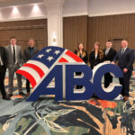 Photo of UW-Platteville ABC Construction Management Team (left to right): Logan Niesen, Mitchell Gudenkauf, Doug Karker, Shelby Kraus, Abigail Spilde, Isaac Dommer and Nathan Schley. (UW-Platteville)