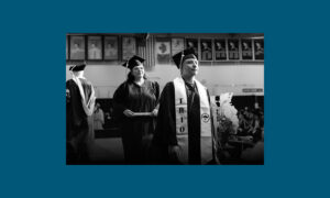 Photo of Jennifer (Biidaasinokwe) Cadotte and Ryan (Ayaabe) Bunker, mother-son UW-Superior graduates spring 2025