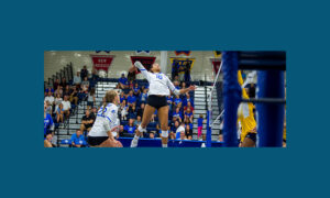 Photo of Mackenzie Robertson, a master’s student at UW-Whitewater, who competed for four years on the volleyball team during her time as a student in the U.S. Air Force Academy. (Photo courtesy of Air Force Athletics)
