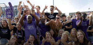 Photo of UW-Whitewater fans in purple