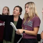 Photo: One of the fastest growing areas in Health Professions is Radiologic Sciences. From left, UWL student Ally Richarson, Director of Radiologic Sciences Melissa Weege, and UWL students Maddy Benson and Emma Strassburg are using VERT- radiation therapy virtual reality software.