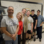 Photo: Pictured from left, Wendell Ray, UW-Oshkosh radio TV film instructor; Michelle Vetterkind, WBA president and CEO; Kyle Geissler, ‘01 WBA vice president; Jacob Link and Dylan Przybylski, UWO students; and Justine Stokes, RTF instructor and Titan TV general manager.