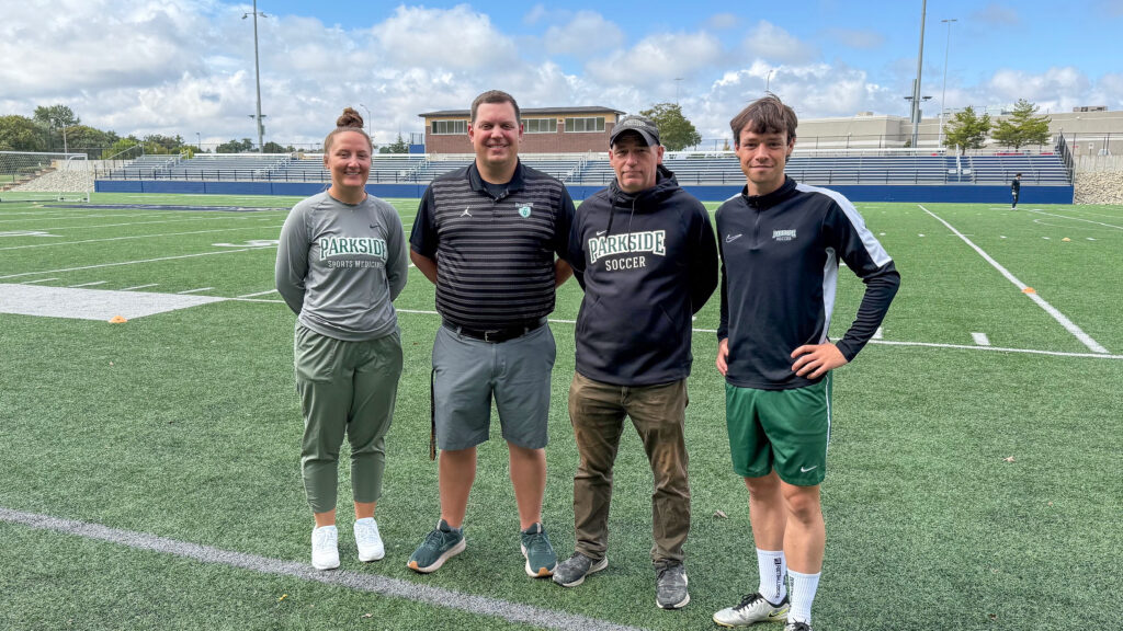 Photo of UW-Parkside student-athlete and staff who performed life-saving CPR for coach