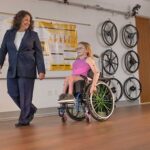 Photo: Brooke Slavens, a UWM professor of mechanical engineering, is working to better understand long-term shoulder pain and musculoskeletal conditions in people who have used wheelchairs since childhood. (UWM Photo/Troye Fox)