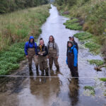 Photo of UW-Platteville students collecting stream monitoring data.