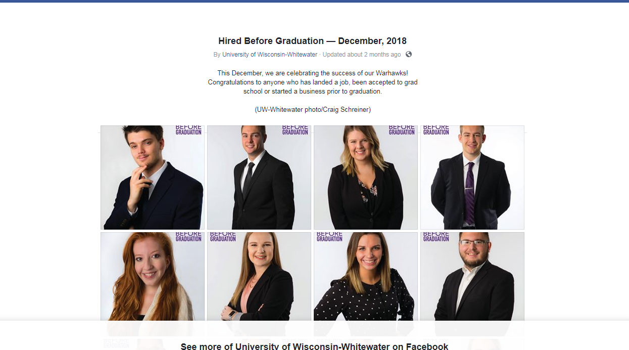 UW-Whitewater students participate in Hired Before Graduation social media campaign