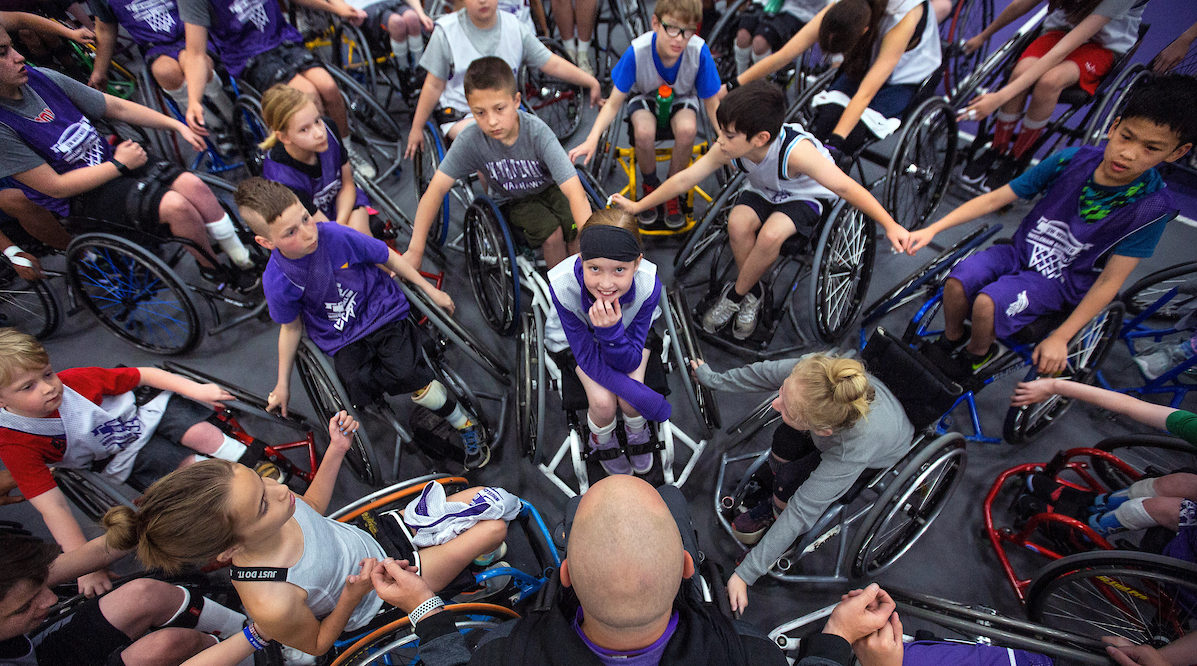 Photo of UW-Whitewater wheelchair basketball camp