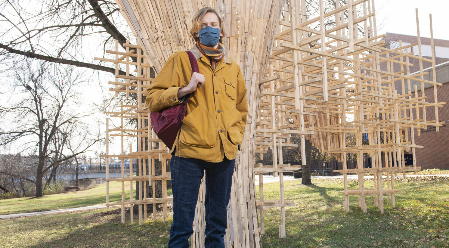 Photo of UW-Eau Claire senior Caleb Carr, who is passionate about art and feels a social responsibility to speak up about sustainability and the future of our planet.