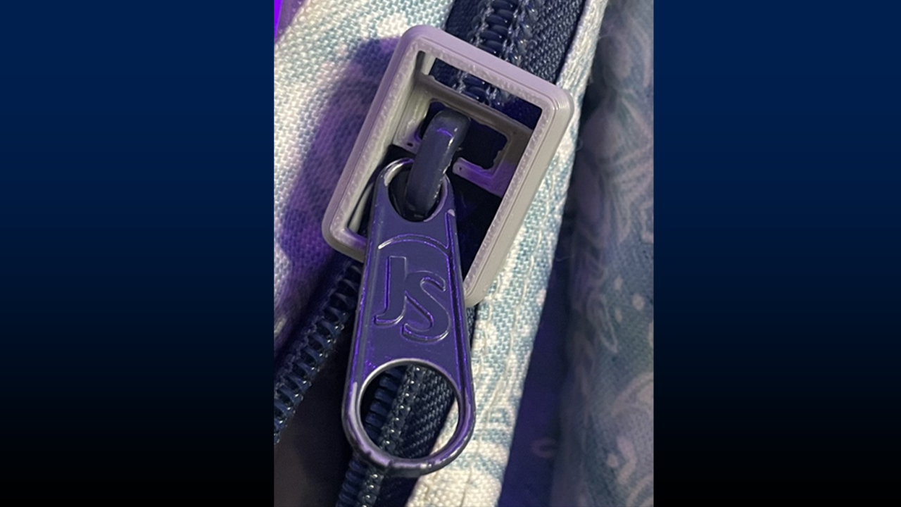Photo of the Easy Zip design, which is intended for individuals who may struggle to free fabric caught in a zipper due to limited hand mobility.