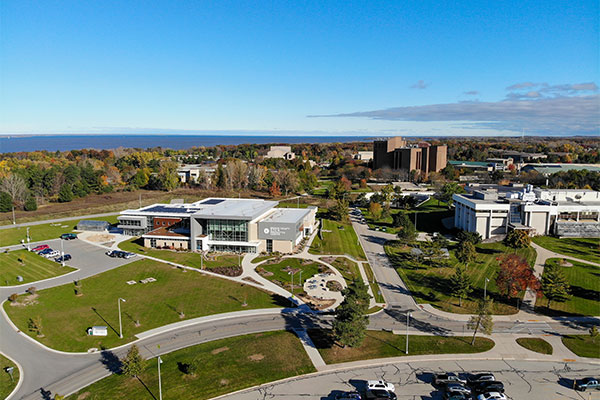 Aerial photo of UW-Green Bay campus