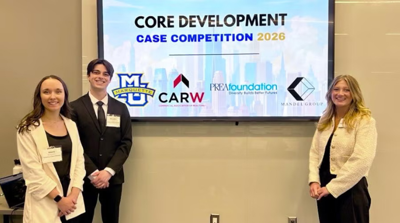 Photo of IREM members Alexis Brinkmoeller, Breyden Kane and Madelyn King