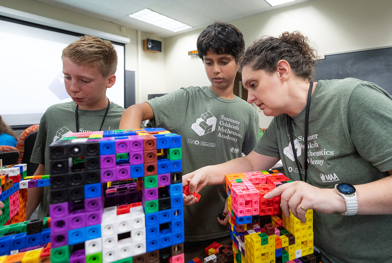 Photo: Thirty-two middle school students from communities across the Fox Valley spent Aug. 10–13 at the University of Wisconsin–Oshkosh exploring mathematics through hands-on activities and creative problem-solving.