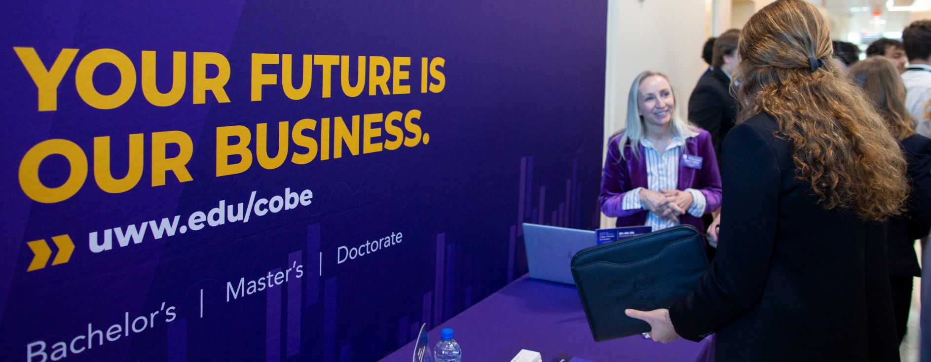 Photo of banner representing UW-Whitewater School of Business