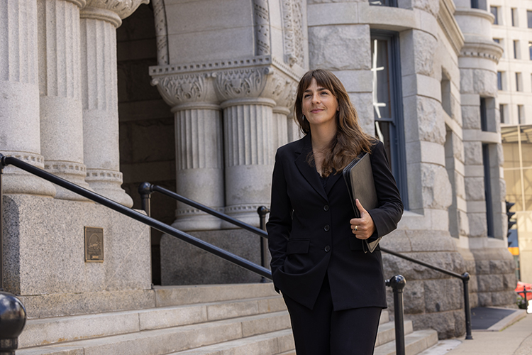 Photo: Sunny Schneider works in law enforcement for the villages of Pewaukee and Summit and has extensive experience working with people with mental illness. She is enrolled part-time in a master’s program at UWM, with the goal of working with lawmakers and others to change the mental health system. (UWM Photo/Troye Fox)
