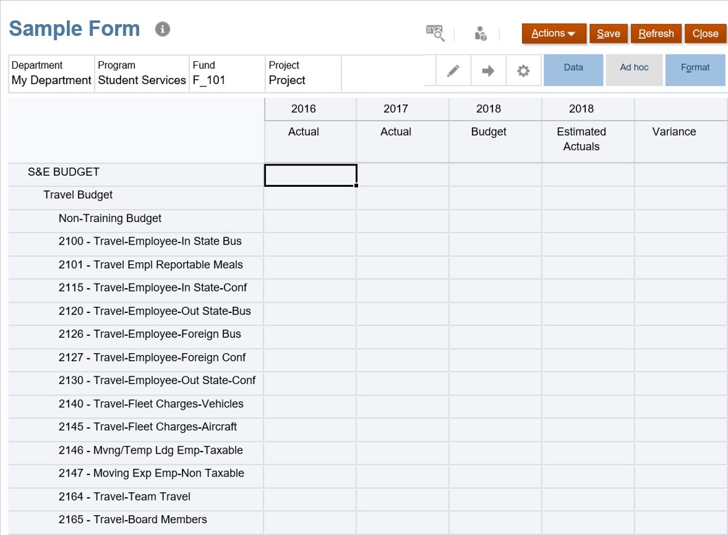 Webform example graphic to input or review data