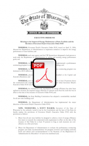 WI Executive Order 63: Improved Energy Performance