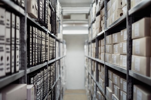 shelves of record boxes