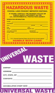 Hazardous and universal waste labels