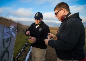 University police help test the panels at a local shooting range.