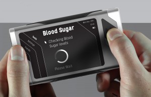 A palm-size glucose meter was designed by UW-Stout student Hans Fritze.
