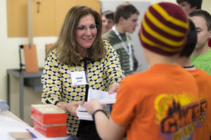 Students in the Graphic Communications major worked with multiple boy scout troops in the labs within the Communication Technologies building. On this day, the boy scouts created books from start to finish, and screen printed their own t-shirts. The boy scouts all earned their Graphic Arts Merit Badge for participating and completing the projects. The event took place at UW-Stout on Monday, March 20, 2017. (UW-Stout photo by Danielle Magnuson)