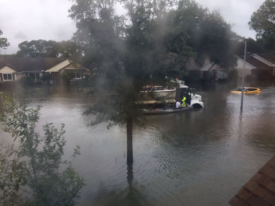 Houston flood caused by Hurricane Harvey. Photo submitted by the Finley family.