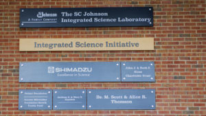 Photo of the sponsor names for the new lab