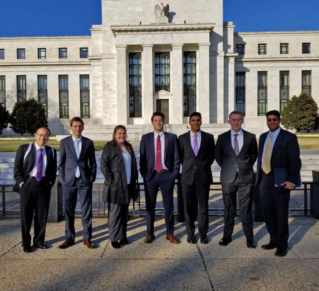 Photo of economics students from the University of Wisconsin-Whitewater, who competed against some of the world's most prestigious universities at the 14th Annual College Fed Challenge in Washington, D.C. on Dec. 1.