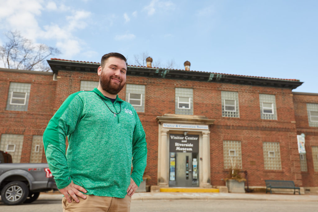 Photo of Ross Ramsey, who appreciates the small class sizes and interaction with faculty of UW-La Crosse’s tourism emphasis. He hopes to land an internship either at a Wisconsin convention and visitors bureau, or a Midwestern amusement park.