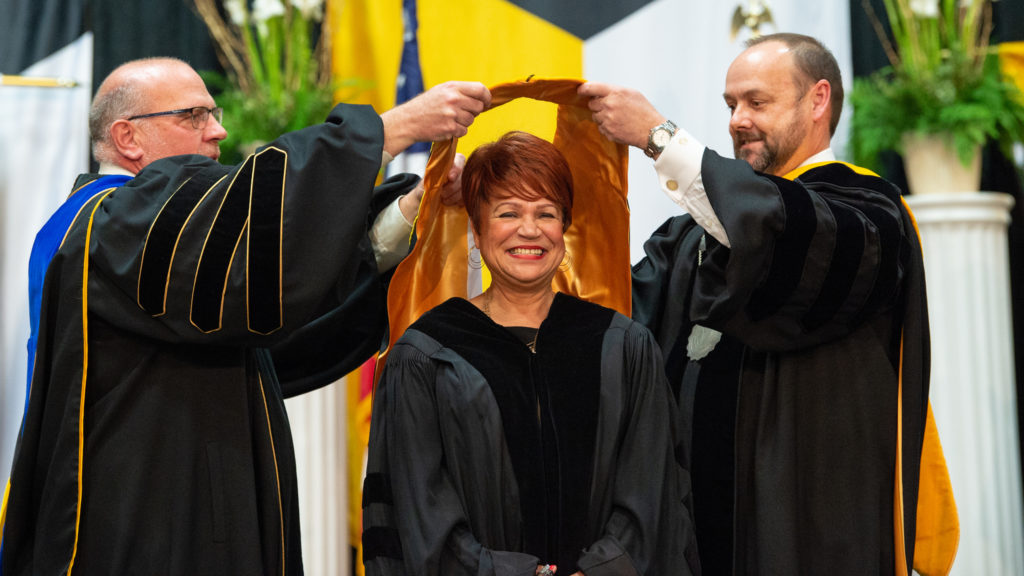 Photo of Sheila Knox, a member of the Oshkosh 94, who served on the Black Thursday Remembered committee. Knox was recognized Dec. 15 at Commencement with an Honorary Doctorate degree, in part for her work in preserving the story and legacy of the Oshkosh 94.