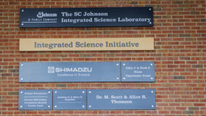 Photo of the sponsor names for the new lab