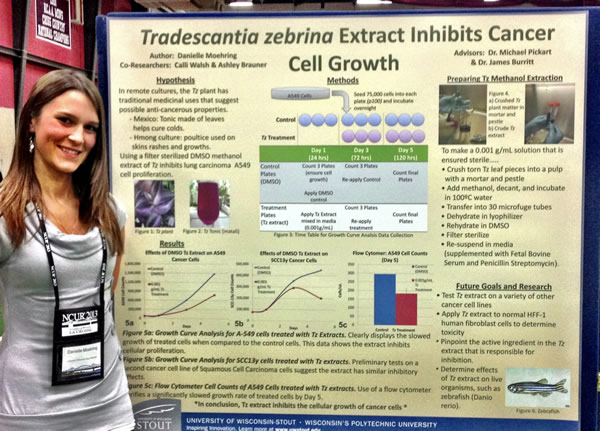 Danielle Moehring standing before her research poster