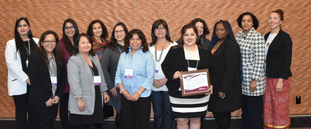 (from left) Laura Khoury, UW-Parkside; Kayoung Kim, UW-Oshkosh, UW-Fond du Lac campus; Manu Sharma, UW-River Falls; Mai Khou Xiong, UW-Oshkosh; Jan Larson, UW-Eau Claire; Graciela Engen, UW-La Crosse; Lorena Rios Mendoza, UW-Superior; María Yolanda Peña, UW-Madison Cooperative Extension; Brigitte Benitez-Vargas, UW-Stevens Point; Brenda Cárdenas, UW-Milwaukee; Otaasia Barfield, UW-Stout; Jacqueline Hunter, UW-Platteville; and Alana Dallas, UW-Green Bay. Not pictured: Christy Clark-Pujara, UW-Madison; Ozalle Toms, UW-Whitewater (Photo by Ethan Schuh, UW System)