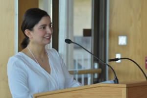 Maura McDonagh speaking at a podium