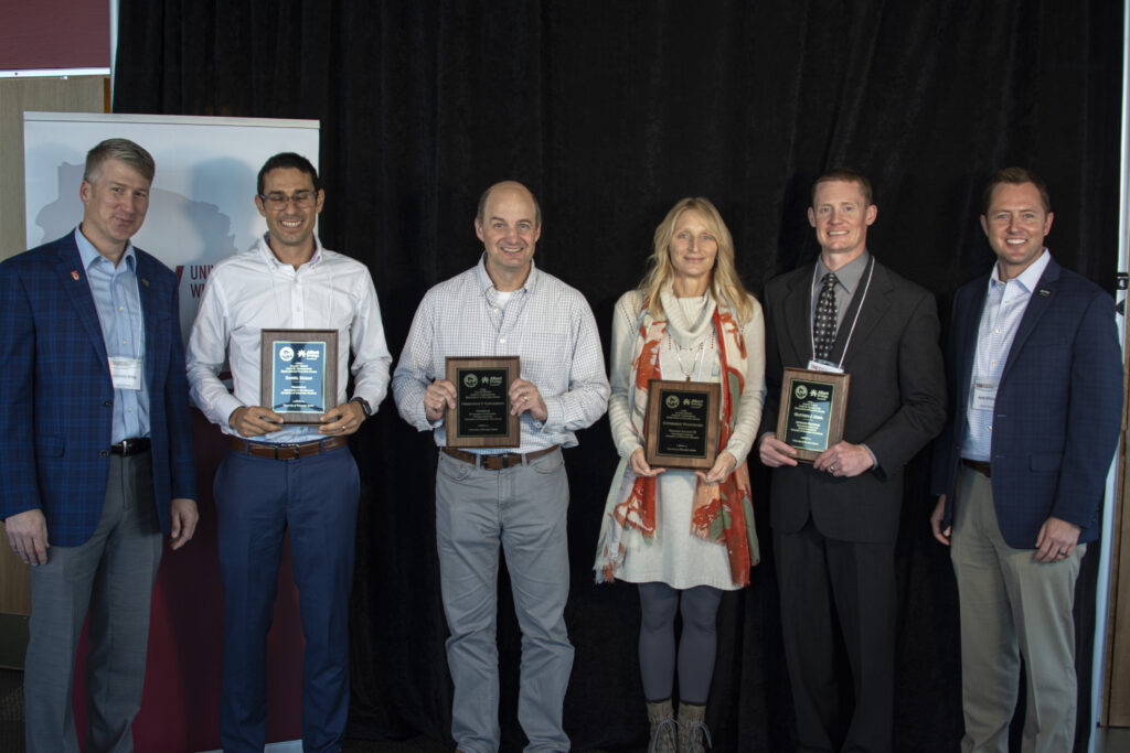 Group photo of the four James R. Underkofler Award Recipients with two Alliant Representatives.
