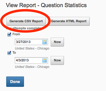 Generate CSV Report Button