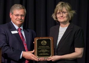 Evelyn Martins accepted on behalf of the UW-Platteville Writing Center