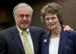 Regent President Emeritus Michael Spector and Regent Emerita Judith Crain were honored at the June Board of Regents meeting hosted by UWM.