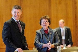 Regent Drew Petersen and UW-Madison Chancellor Rebecca Blank