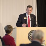 Chancellor Van Galen at podium