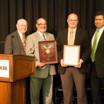 Regent Chad Landes (second from right) with Cross, Falbo, and Manydeeds